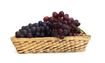 Bunch of red grapes Isolated on white background.