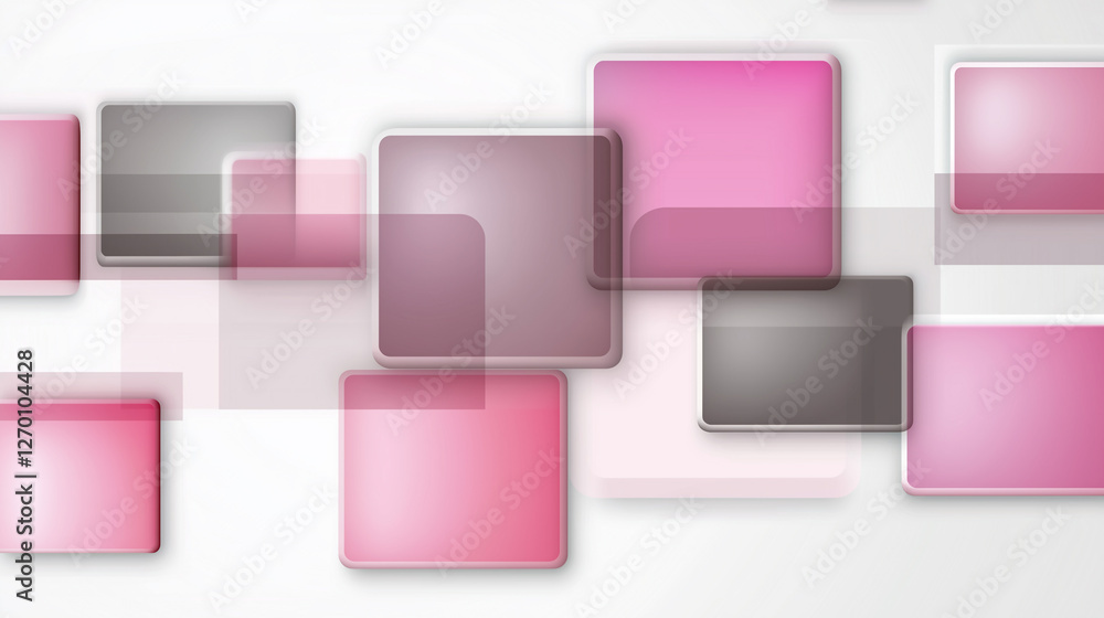 Fototapete pink and grey squares overlapping creating modern abstract background