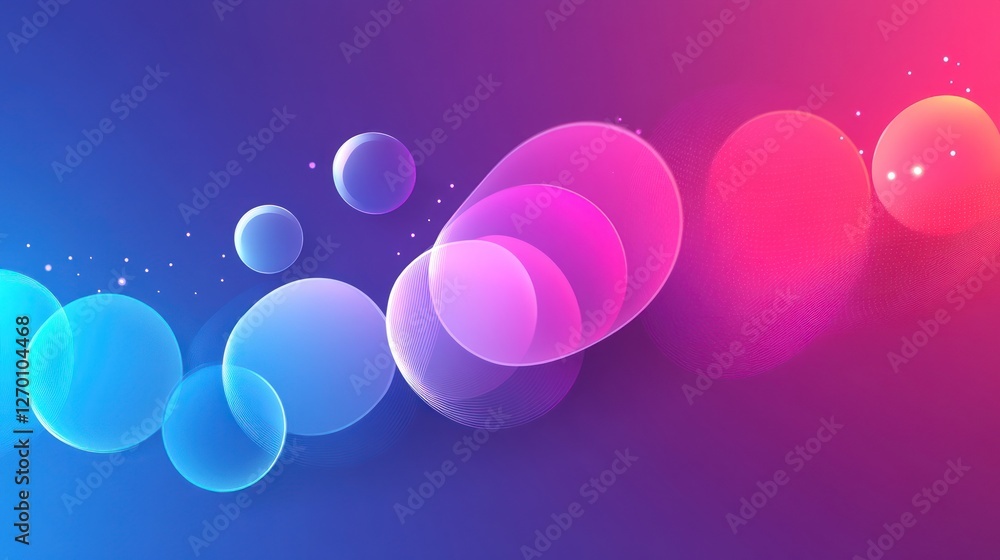 Poster abstract gradient background with floating spheres and sparkle effects
