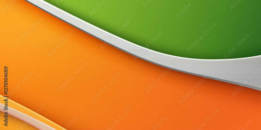Poster abstract orange and green background with smooth wavy shapes