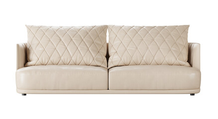 White leather sofa isolated on transparent background. 3D render. 3D illustration.
