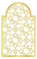 Fototapeta premium Circle with Rectangle Gold Gradient with Islamic Pattern Oriental Style Islamic Frame Arches with Modern Boho Mosque Dome for Door