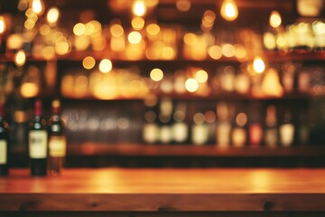 Elegant wine bar interior with blurred lights and atmospheric ambiance