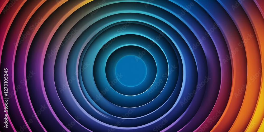 Poster colorful concentric circles creating tunnel effect with rainbow gradient