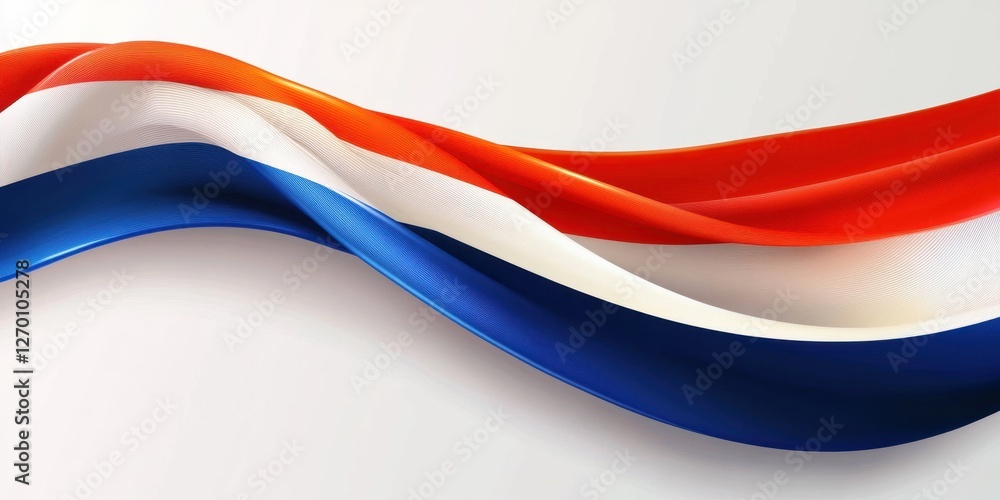 Poster waving ribbon of the netherlands flag displaying vibrant colors in soft undulating flow
