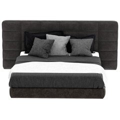 3d render modern gray bed with transparent background