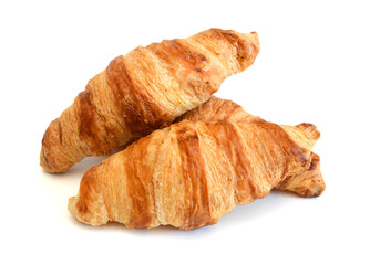 Fresh and tasty croissant over white background