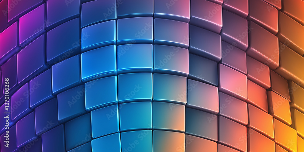 Aufkleber Abstract colorful wavy surface with rounded squares creating a 3d effect