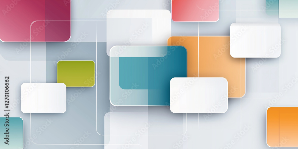Poster Abstract background showing overlapping rounded squares with drop shadow