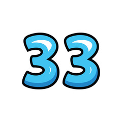 number 33 design with bold lines
