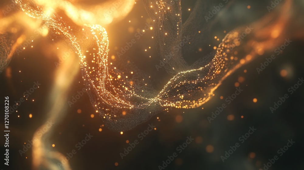 Poster abstract golden particle flow: elegant and luxurious background design