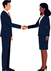 Fototapeta premium Business professionals shaking hands in flat minimal vector art