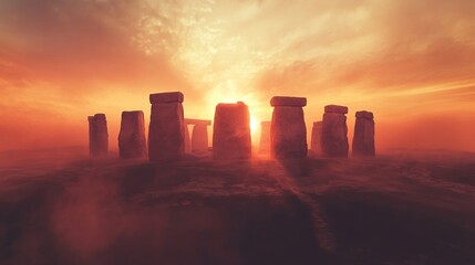 Stonehenge at Sunset: A Mystical Landscape