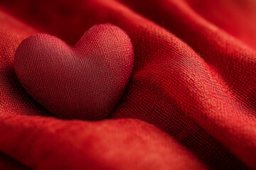 red heart on red silk
