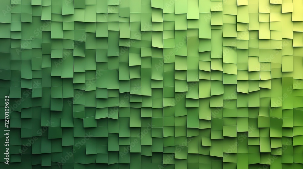 Poster abstract green tiles mosaic background with dynamic lighting effect