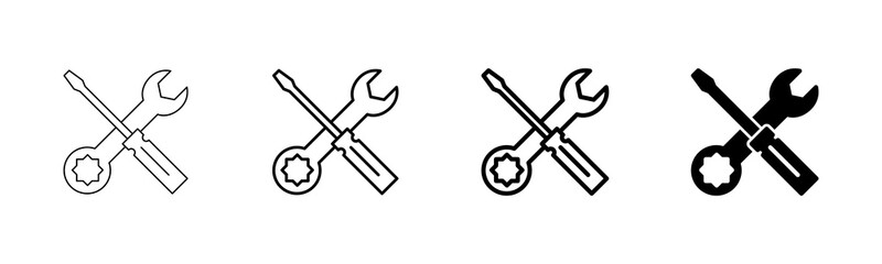 Repair icon vector isolated on white background. Wrench and screwdriver icon. settings vector icon. Maintenance. tools