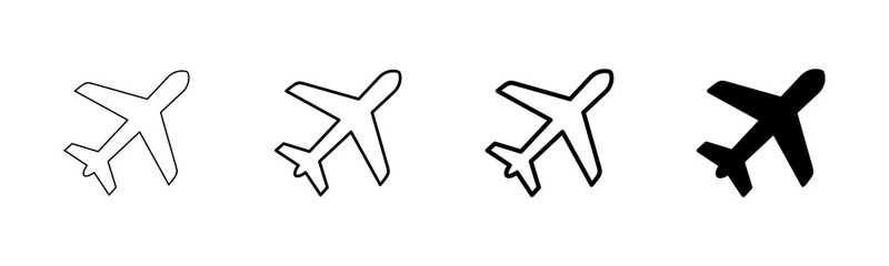 Plane icon vector isolated on white background. Aeroplane vector icon. Flight transport symbol. Travel element illustration. Holiday symbol. Airplane