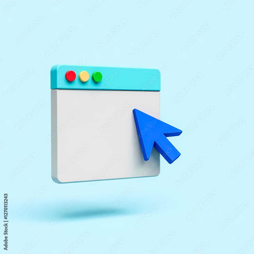 Poster 3d render of a browser window and cursor