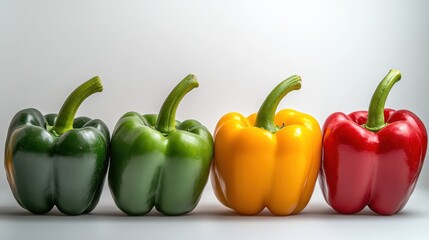 Colorful Assortment of Fresh Bell Peppers on a Light Background for Culinary Use