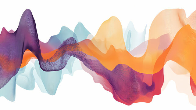 Artistic depiction of energy cycling in a harmonic oscillator, colorful waveforms, simple harmonic motion, oscillatory physics. Harmonic Energy Constructs. Illustration