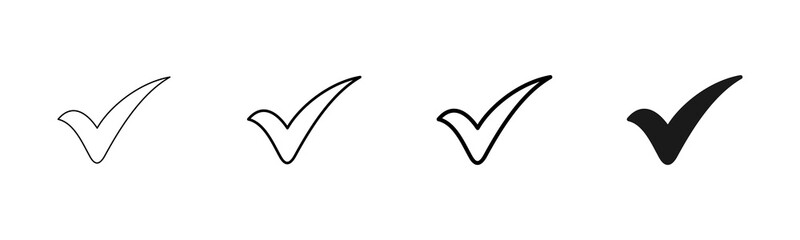 Check icon vector isolated on white background. check mark icon. check list button icon. Tick