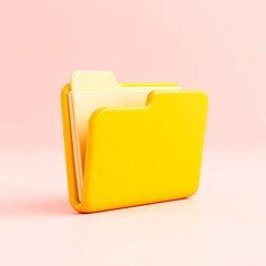 3d rendering of a yellow folder on pink background