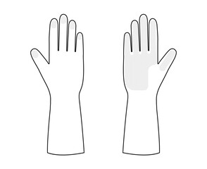 Rubber cleaning protective Gloves Fashion hand accessory clothing technical illustration garment. Dish wash Vector front palm back view for Men, women style flat template CAD mockup isolated on white
