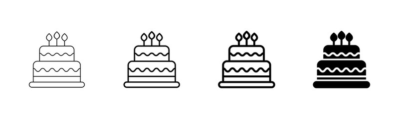 Cake icon vector isolated on white background. Cake vector. Birthday cake icon
