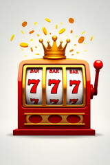 classic slot machine with golden crown and lucky sevens