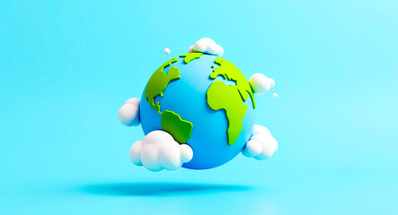 3d render of a playful earth with fluffy clouds © Rysak
