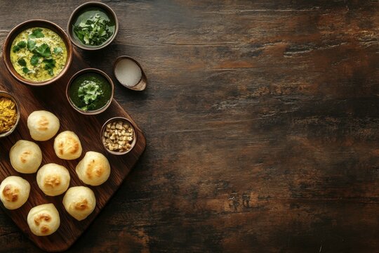 golgappa meal with soup and spices
