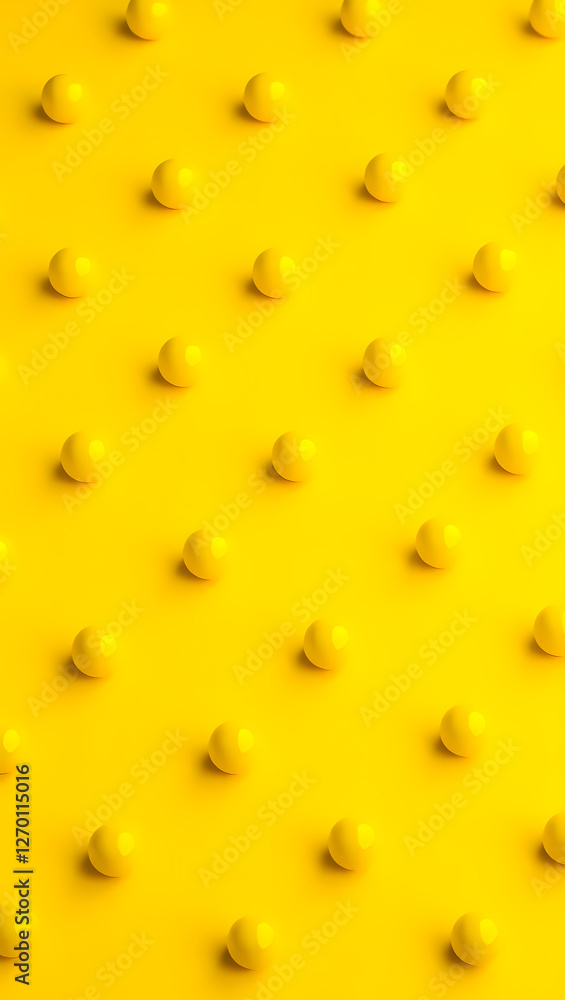 Poster close-up view of multiple yellow spheres in a repetitive on a yellow background