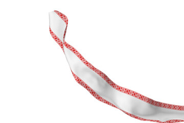 White cloth floating with red border design