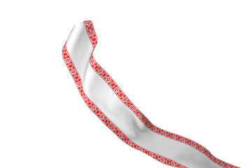 White cloth floating with red border design