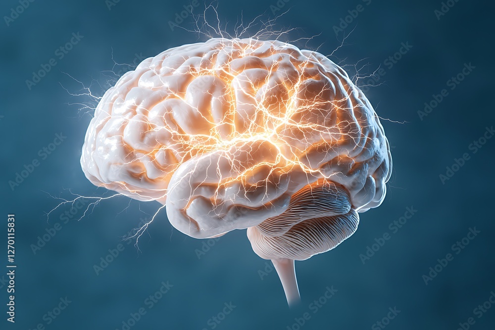 Poster exploration of brain activity in neuroscience lab digital art within a scientific setting