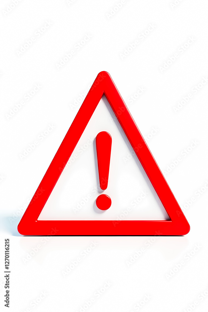 Poster red triangular warning sign with exclamation mark