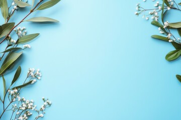 Fototapeta premium frame of branches of a tree with leaves and flowers