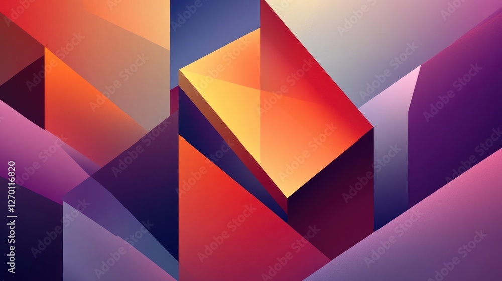 Poster abstract geometric composition with vibrant colors and angular shapes