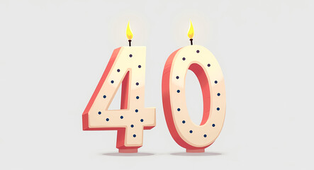 two lit candles shaped as the number 40 for a birthday celebration