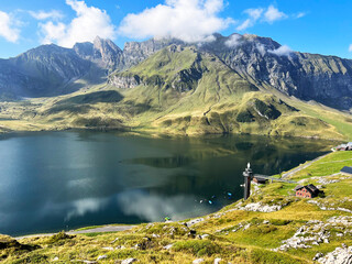 Panorama lift of the lake Melchsee or Panoramalift auf Melchsee-Frutt, Melchtal - Canton of...