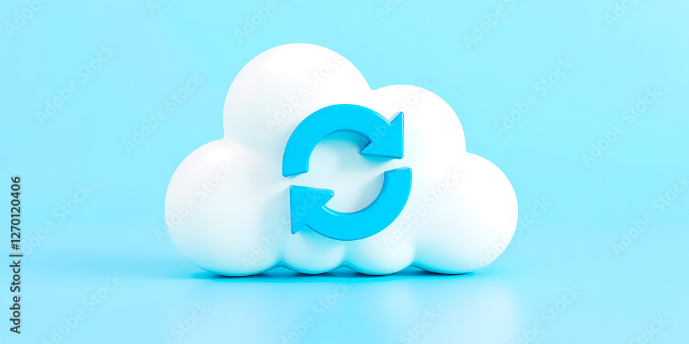 Poster 3d render of cloud computing sync