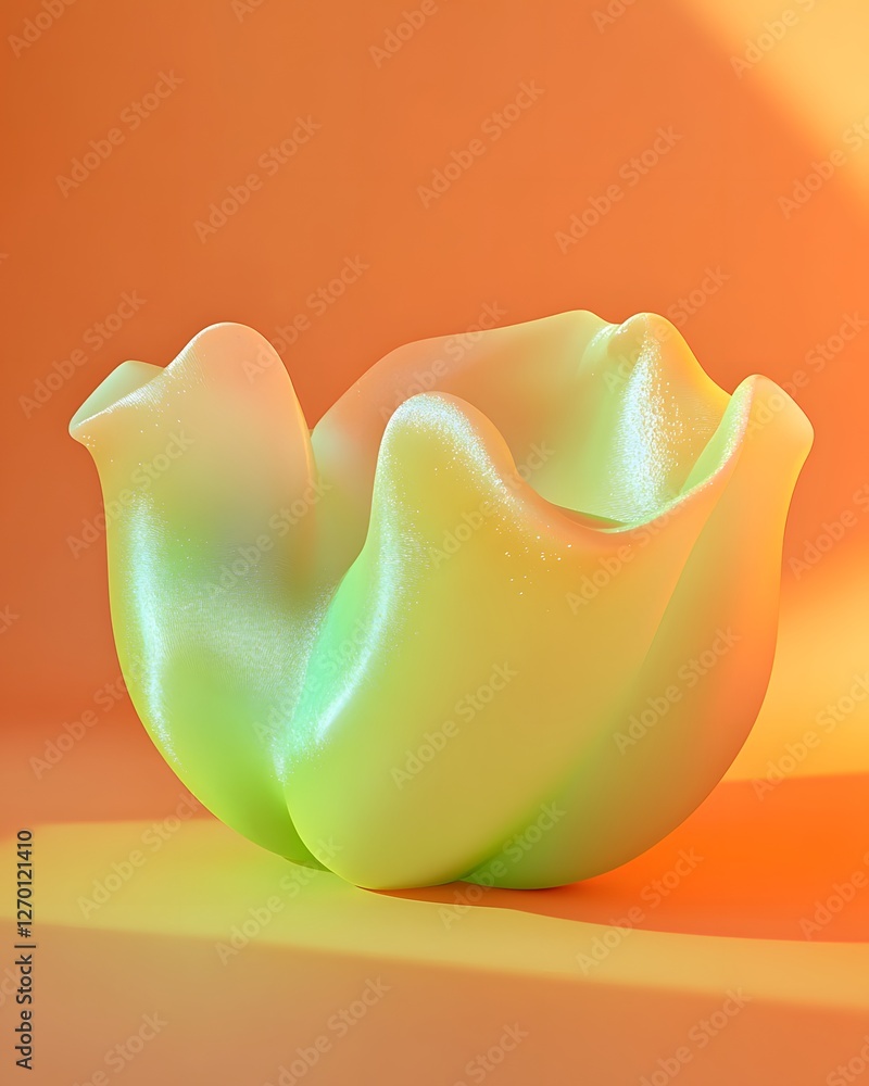 Poster digital render of abstract lime-green and yellow form