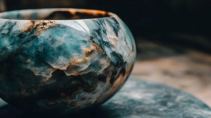 Blue Onyx Bowl on Dark Surface