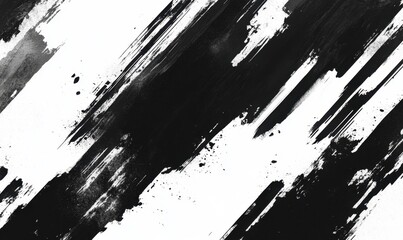 Abstract black and white brush strokes creating a dynamic background for creative projects