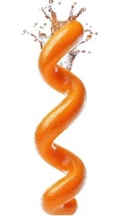 Obraz premium Spiraled veggie stick with water splash. Food photography for healthy eating campaigns