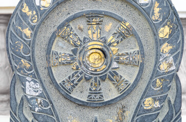 Decorative stone with intricate circular design