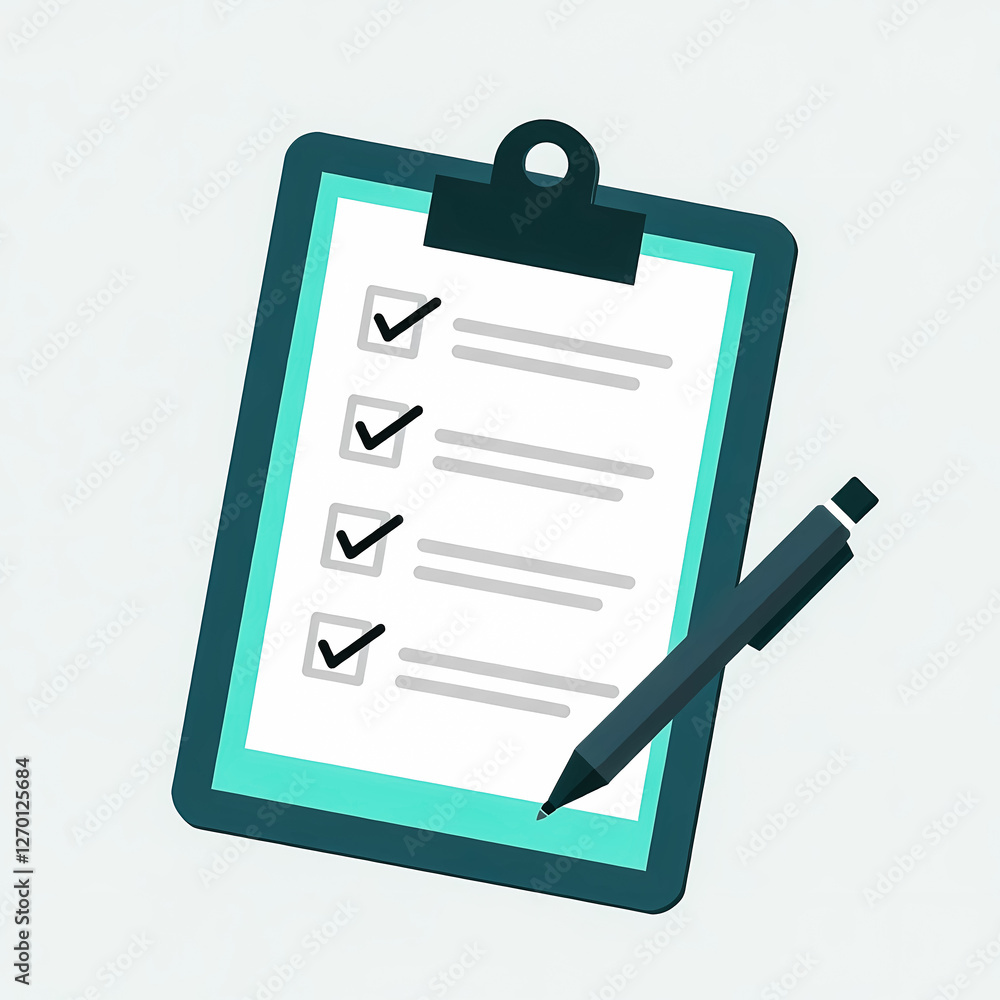 Aufkleber checklist on a clipboard with a pen representing task management and organization