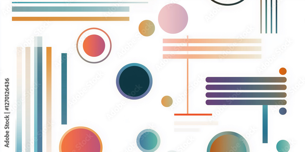 Leinwandbilder Modern abstract geometric background with colorful gradient shapes and lines creating visual interest