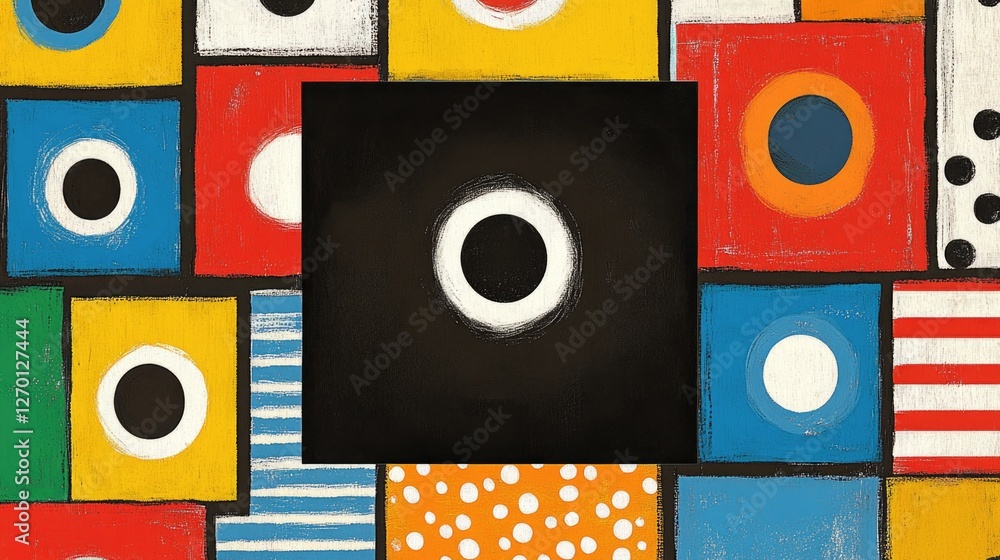 Aufkleber abstract geometric art with colorful shapes and patterns