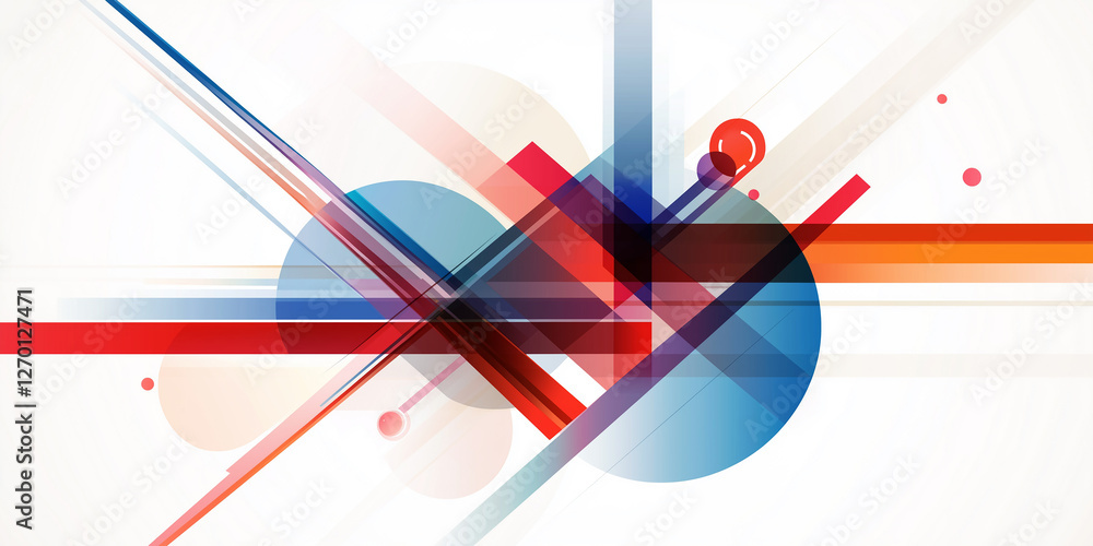 Poster abstract geometric background featuring intersecting lines, circles, and squares